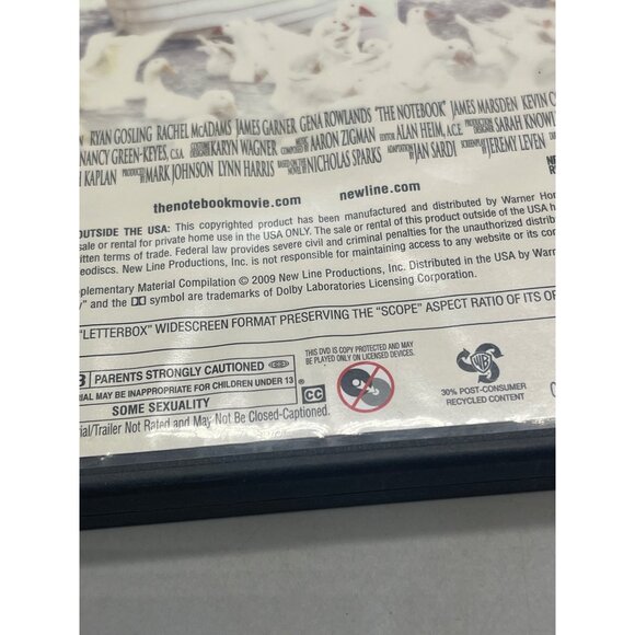 The Notebook DVD 2004 Wide Screen New Line Cinema PG-13 124 Minutes READ - Picture 6 of 7